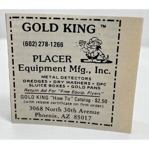 Placer Equipment Mfg Vintage Mini Print Ad 1980s Gold King Phoenix AZ Detectors